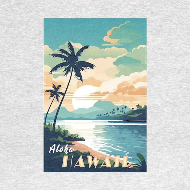 Hawaii Vintage Retro Travel Poster by GreenMary Design